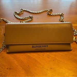 Authentic Burberry Eyeglasses/Sunglass Case with Gold Carrying Chain